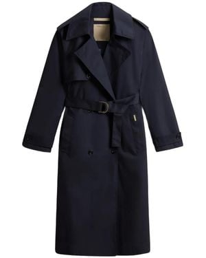 Woolrich Trench Ceinturé À Boutonnière Croisée - Blue