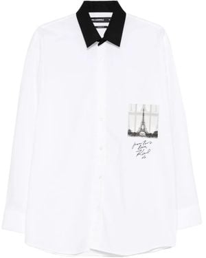 KARL LAGERFELD Contrast Collar Graphic Shirt - White