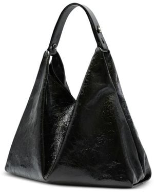 Gherardini Amazon Crinkled-Finish Shoulder Bag - Black
