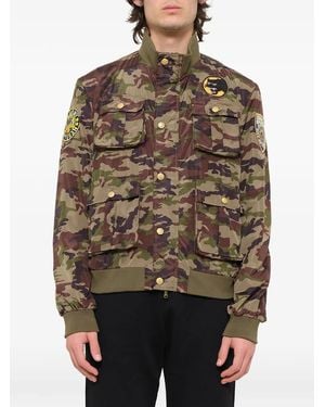 History Repeats Camouflage-Print Patch-Detail Jacket - Brown