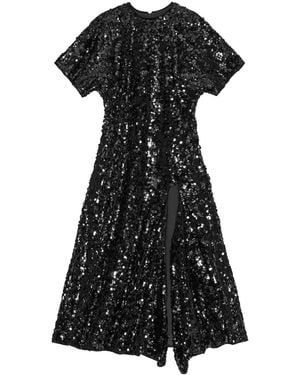 Ganni Sequinned Velvet Dress - Black