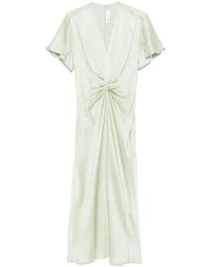 Victoria Beckham ギャザー Vネックドレス - グリーン