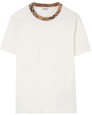 Burberry チェックトリム Tシャツ - ホワイト