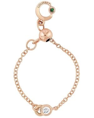 COURBET Anillo Co Con Cadena Ajustable En Oro Reciclado De 18Kt Con Diamante De Laboratorio - Blanco