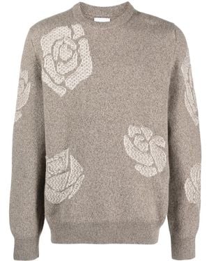 Barrie Rose-Motif Cashmere Jumper - Grey