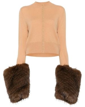 A.W.A.K.E. MODE Faux-Fur-Trim Cardigan - White