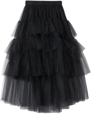 Simone Rocha Tiered Ribbon Midi Skirt - Black
