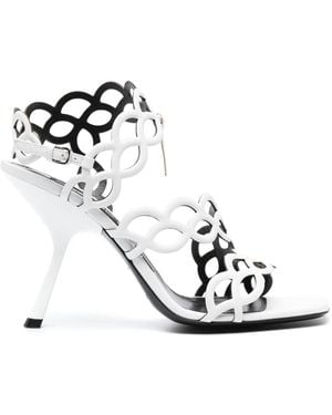 Sergio Rossi Spiral Design Calf Leather Sandals - White