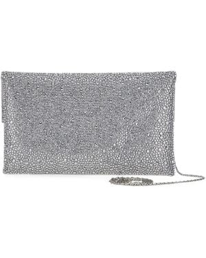 Twentyfourhaitch Crystal-Embellished Chain-Strap Clutch Bag - Grey
