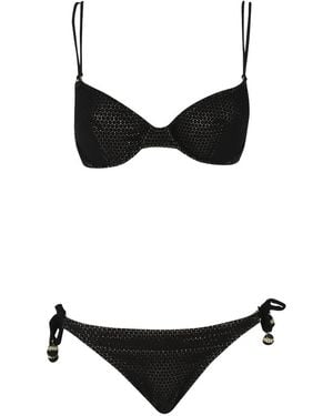 Pin-Up Stars Crochet Balconette Bikini - Black