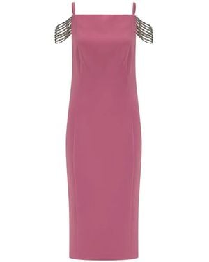 Pinko Chain-Embellished Cold-Shoulder Midi Dress - Pink