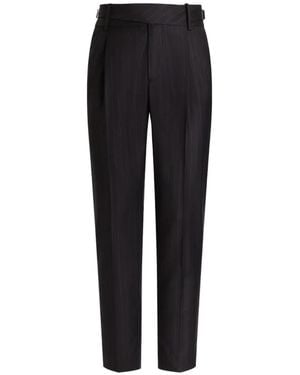 Dolce & Gabbana Pinstripe Wool Trousers - Negro