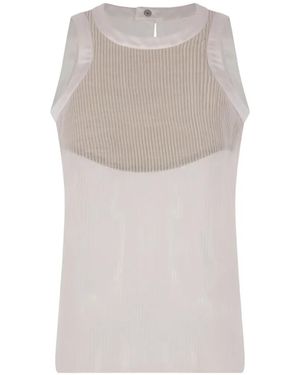Sacai Pleated Chiffon Sleeveless Top - White