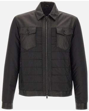 Volfagli Massenzio Leather-Panelled Quilted Jacket - Grey