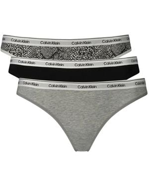 Calvin Klein Logo-Waistband Cotton Low Thongs (Set Of Three) - Grey
