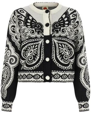 FARM Rio Arabesque Jacquard Cardigan - Black