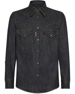 DSquared² Camisa vaquera con bolsillo de solapa - Negro