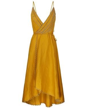 FARM Rio Bananas Scalloped-Trim Wrap Dress - Yellow