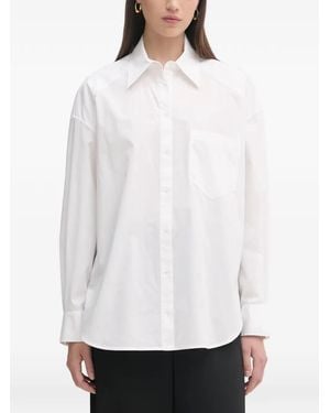 Patrizia Pepe Logo-Patch Oversized Shirt - White
