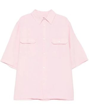 Willy Chavarria Corcoran Short-Sleeve Flap-Pocket Shirt - Pink