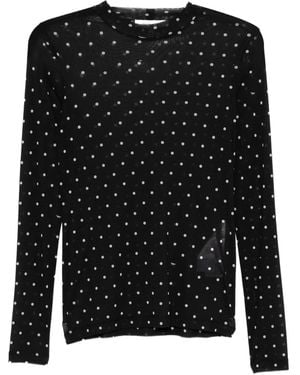 Maison Kitsuné Polka-Dot Mesh Top - Black