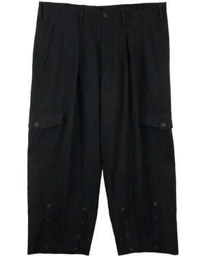 Yohji Yamamoto O-Hem Drop-Crotch Wool Trousers - Black