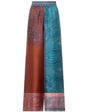 Pierre Louis Mascia Aloe Paisley-Pattern Wide-Leg Palazzo Trousers - Blue