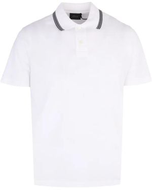 Brioni Striped-Trim Piqué Polo Shirt - White