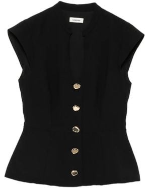 Sandro Sleeveless Button-Fastening Top - Black
