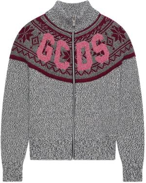 Gcds Logo-Embellishment Cardigan - Gray