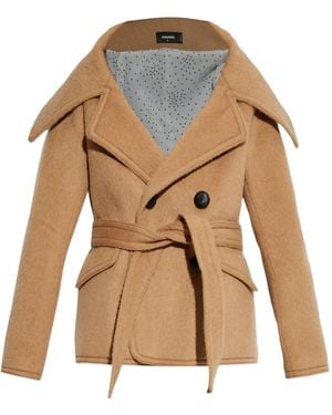 DSquared² Belted Double-Breasted Jacket - Natural