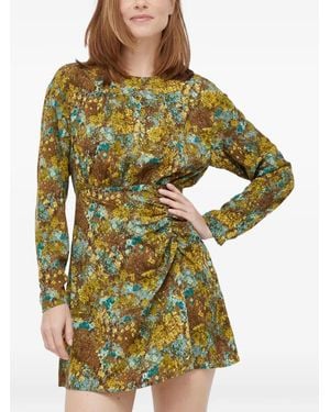 Sisley Floral-Print Long-Sleeve Mini Dress - Green