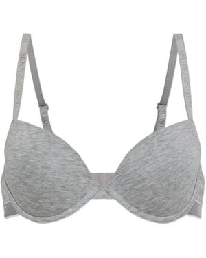 Emporio Armani Logo-Tape Underwired Bra - Grey