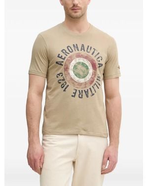 Aeronautica Militare Graphic-Print Cotton T-Shirt - Natural