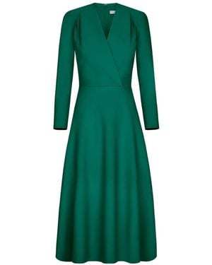 Oscar de la Renta Wool-Blend Long-Sleeve Dress - Green