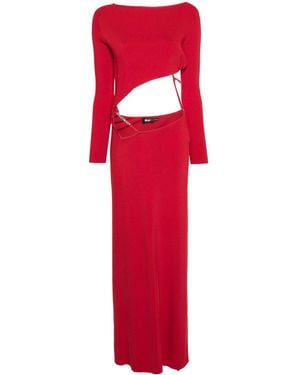 Gcds Asymmetric Ribbed Maxi Dress - Red