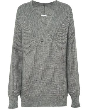 Malo Maglione Con Paillettes - Grigio
