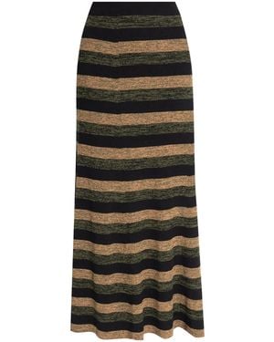 Ganni Skirt With Stripe Pattern, - Black