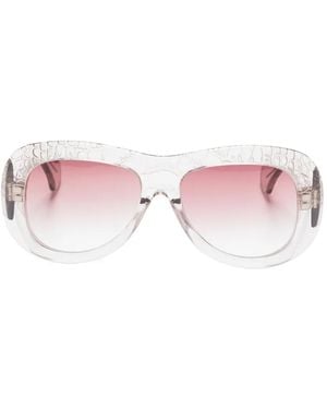 Aquazzura Bella 41 Textured-Frame Sunglasses - Pink
