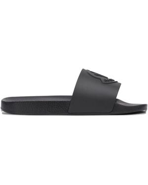 Moncler Logo-Embossed Slides - White