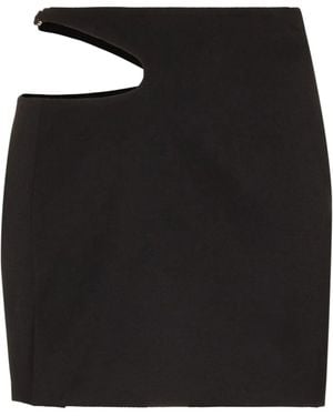 Low Classic Curve Hole Cut-Out Detail Mini Skirt - Black