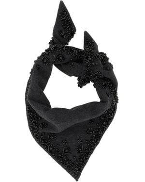P.A.R.O.S.H. Look26 Bead-Embellished Triangle Scarf - Black