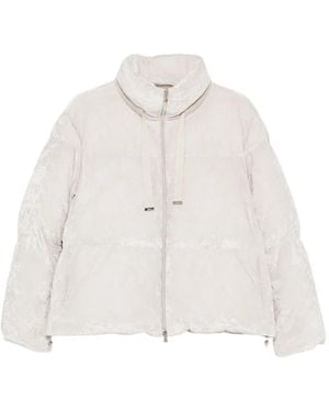 Herno Quilted Crushed-Velvet Jacket - White