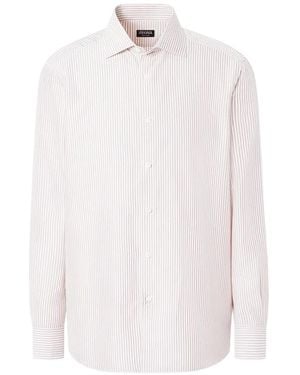 ZEGNA Striped Silk Shirt - White