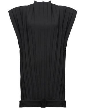 MM6 by Maison Margiela Pleated Sleeveless Mini Dress - Black