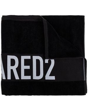 DSquared² Logo-Intarsia Beach Towel - Black