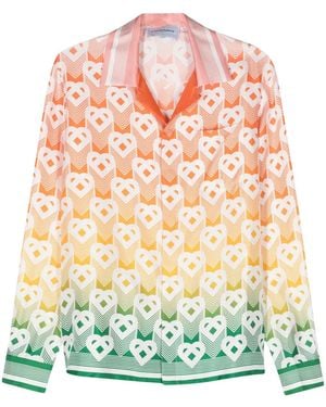 CASABLANCA Heart Monogram-Print Silk Shirt - Orange