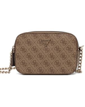 Guess Logo-Plaque Chain-Strap Cross Body Bag - Brown