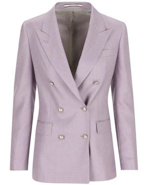 Tagliatore Double-Breasted Button Blazer - Purple