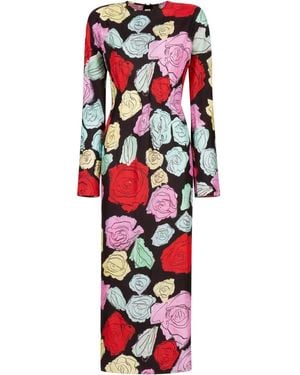 Marni Floral-Print Long-Sleeve Dress - White